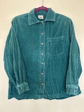 Vintage LL Bean Teal Corduroy Button Down Shirt